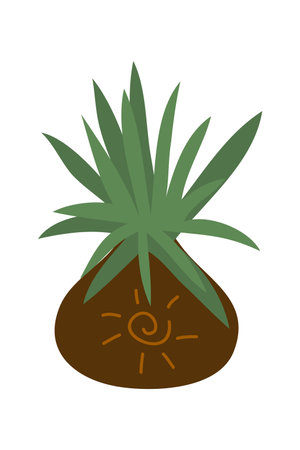 Succulent plant flat icon isolated on white background vector illustration.のイラスト素材