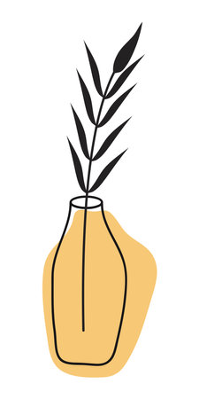 Vector illustration of a vase with a plant in a flat style.のイラスト素材