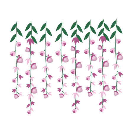 branch with flowers and leafs icon over white background vector illustrationのイラスト素材