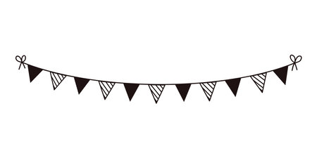 decorative pennants icon over white background, black and white design, vector illustrationのイラスト素材