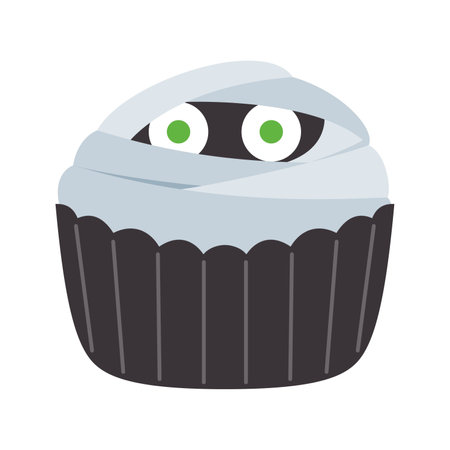 Cupcake with eyes on a white background. Vector illustration.のイラスト素材