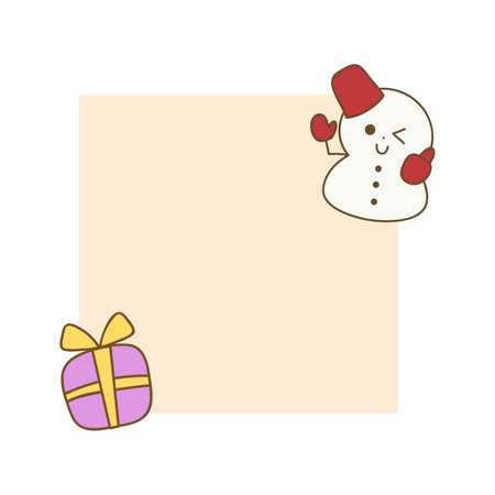 snowman and gift box icon over white background colorful design vector illustrationのイラスト素材