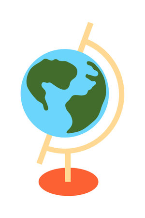Globe Icon. Flat Color Ladder Design. Vector Illustration.のイラスト素材