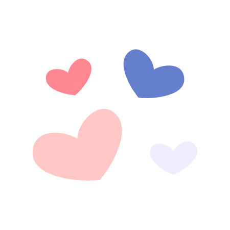 pink and blue hearts on a white background. Vector illustration.のイラスト素材
