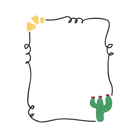 Frame with cactus and succulent. Hand drawn vector illustration.のイラスト素材