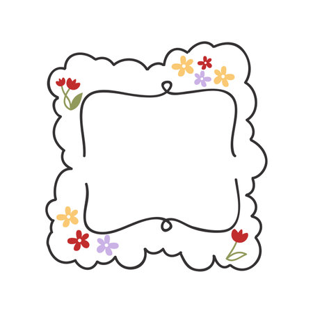 Cute frame with flowers. Vector illustration in doodle style.のイラスト素材