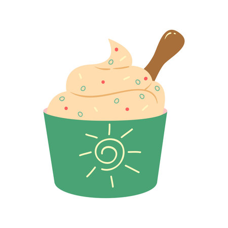 Ice cream vector illustration in flat style. Isolated on white background.のイラスト素材