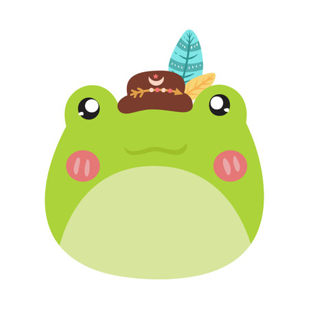 Frog with a cake. Cute cartoon character. Vector illustrationのイラスト素材