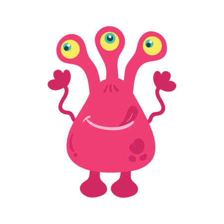Funny cartoon monster with big eyes. Colorful vector illustration.のイラスト素材