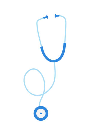 stethoscope medical tool icon vector illustration design graphic flat style blueのイラスト素材