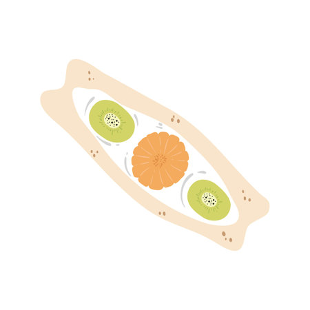 Kiwi and pomegranate sandwich. Vector illustration.のイラスト素材