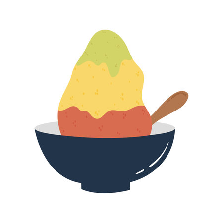 delicious ice cream in bowl icon vector illustration design graphic flat styleのイラスト素材