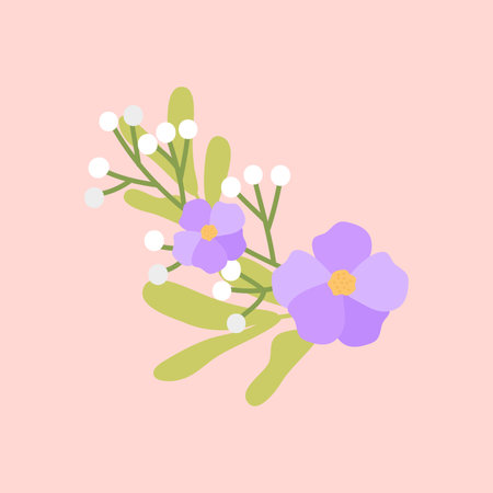 Flower bouquet. Vector illustration in flat style on pink backgroundのイラスト素材