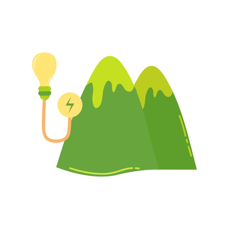 Mountains and lightbulb icon vector isolated on white background for your web and mobile app design, Mountains and lightbulb logo conceptのイラスト素材