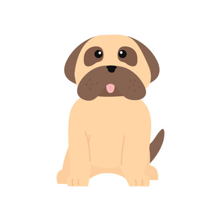 Cute pug dog cartoon vector Illustration on a white backgroundのイラスト素材