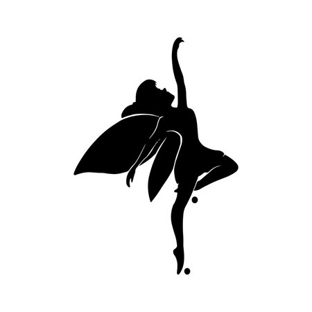 Ballerina silhouette isolated on white background. Ballet dancer. Vector illustration.のイラスト素材