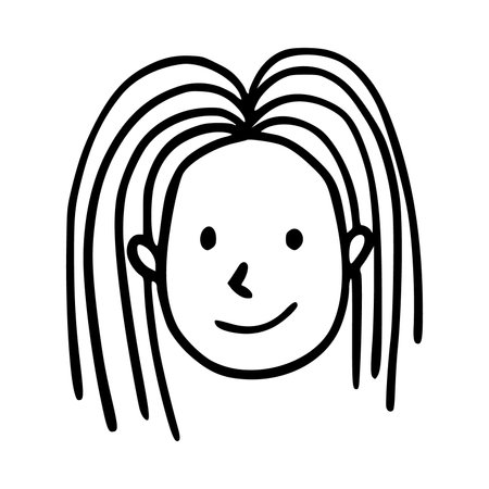 cute little girl head character vector illustration designicon vector illustration designのイラスト素材