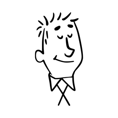 Cartoon character of a man. Vector illustration in doodle style.のイラスト素材