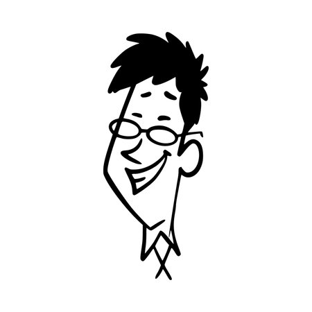 businessman face cartoon character on white background vector illustration line style iconのイラスト素材