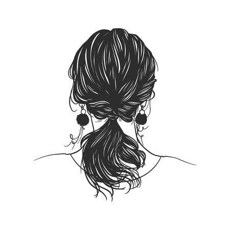 Silhouette of a girl with long hair. Vector illustration.のイラスト素材