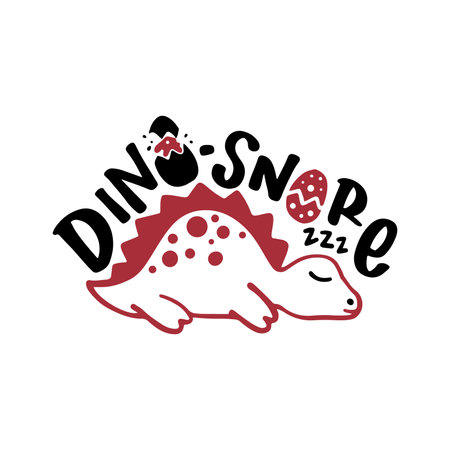 Dinosaur and lettering. Cute hand drawn vector illustration.のイラスト素材