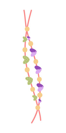 Necklace with flowers isolated on white background. Vector illustration.のイラスト素材