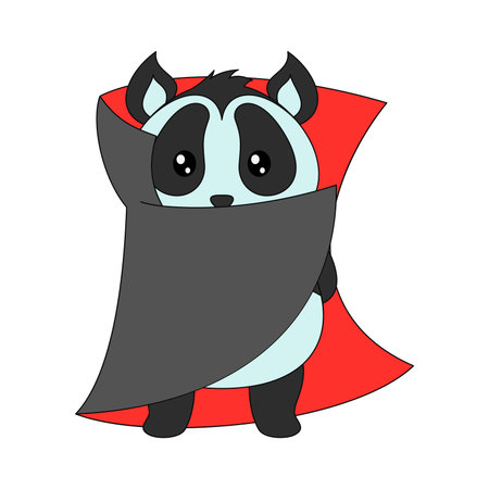 Cute Panda with Draculla Costume  Vector illustration.のイラスト素材