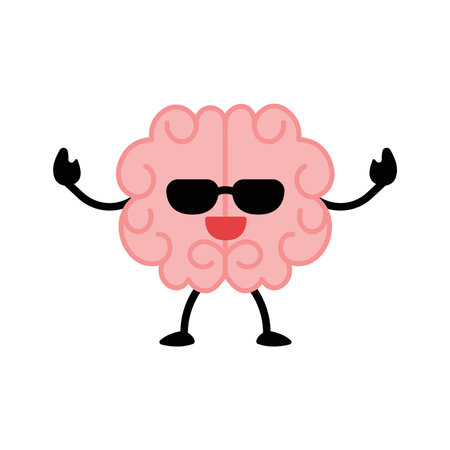 brain cartoon character with sunglasses vector illustration eps 10 isolated flat styleのイラスト素材