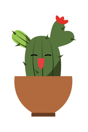 Cactus in a pot. Cute cartoon style. Vector illustrationのイラスト素材