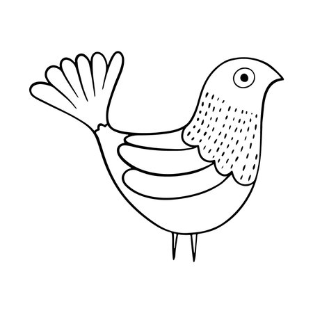 cute bird animal cartoon vector illustration graphic design in black and whiteのイラスト素材