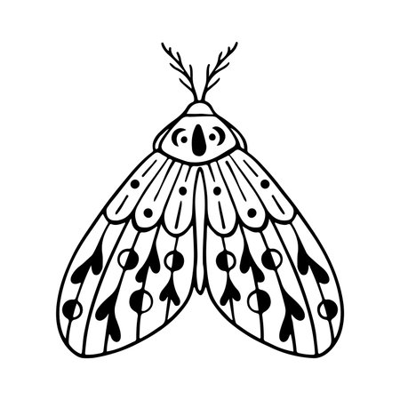 Black and white moth isolated on a white background. Vector illustration.のイラスト素材