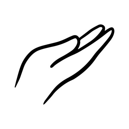 Hand icon. Vector illustration in doodle style isolated on white background.のイラスト素材
