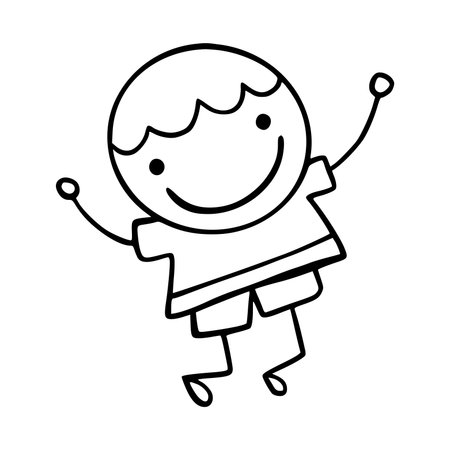 hand drawing cartoon character happy kids vector illustration graphic design doodleのイラスト素材