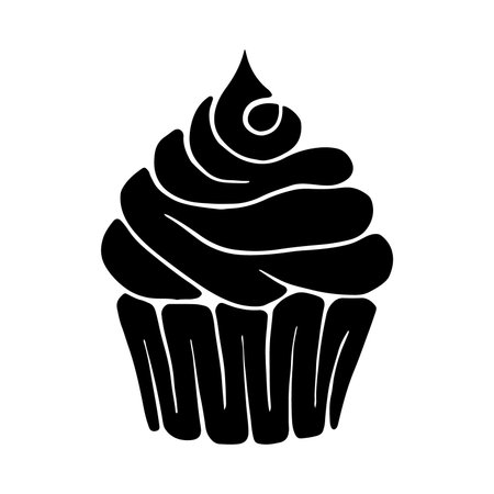 delicious cupcake pastry isolated icon vector illustration design  black and whiteのイラスト素材