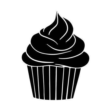 delicious cupcake sweet isolated icon vector illustration design  black and whiteのイラスト素材