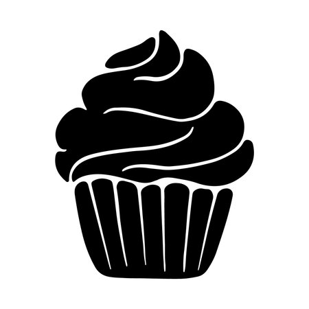 delicious cupcake pastry isolated icon vector illustration design  black and whiteのイラスト素材
