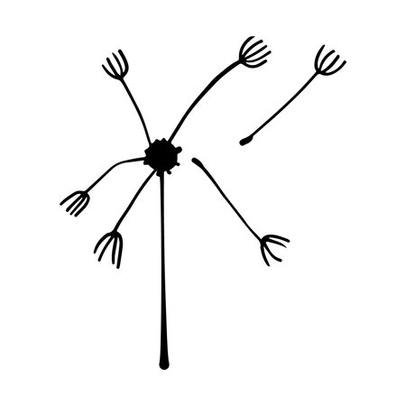 Funny dandelion. Hand drawn sketch. Vector illustration.のイラスト素材