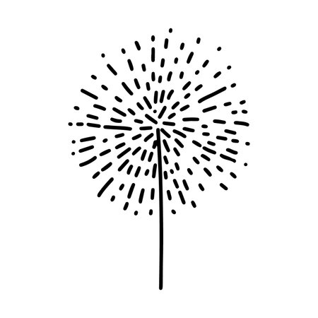 dandelion flower icon over white background, line style, vector illustrationのイラスト素材
