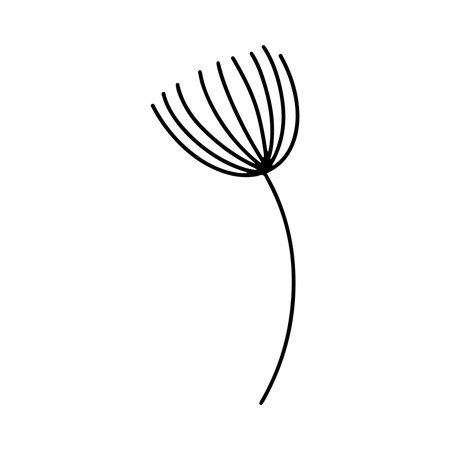 dandelion flower icon over white background, line style, vector illustrationのイラスト素材