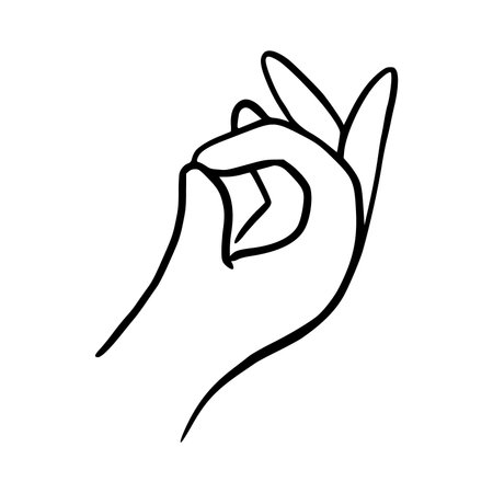 hand with ok gesture icon over white background, line style, vector illustrationのイラスト素材