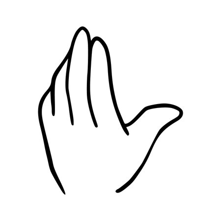 Human hand sign. Hand drawn doodle. Vector illustration.のイラスト素材