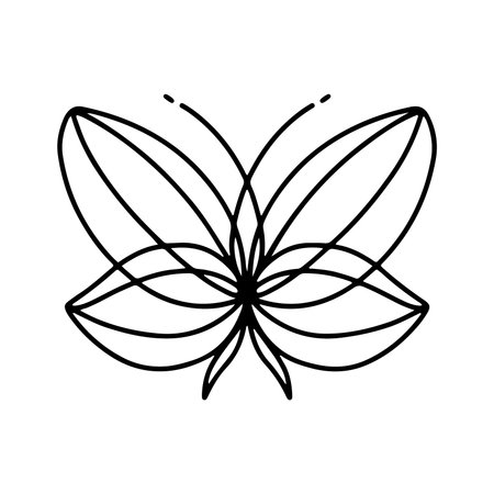 beautiful flower with leafs nature icon thick line vector illustration designのイラスト素材