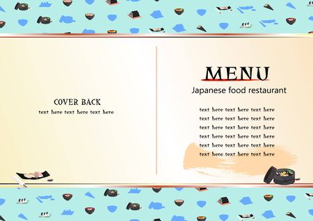 Japanese food menu in ocean blueのイラスト素材