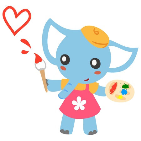 lovely Elephant painterのイラスト素材