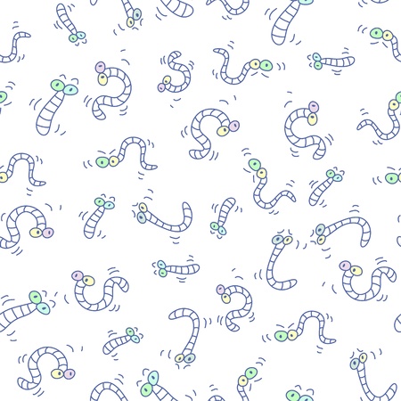 cute seamless wallpaper with wormsのイラスト素材