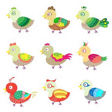 colorful birdsのイラスト素材