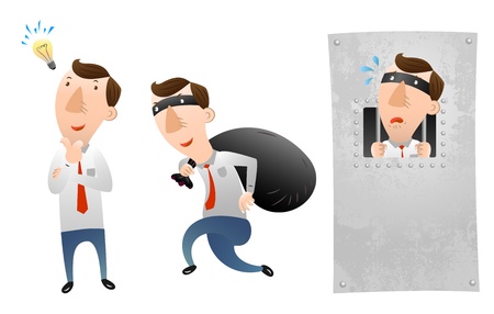 businessman with idea and thiefのイラスト素材