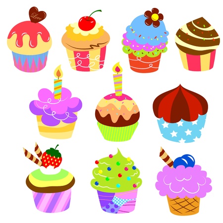 Colorful delicious cakesのイラスト素材