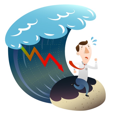 The concept of financial crisis with businessmanのイラスト素材