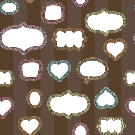 seamless wallpaper with hand drawn vintage frame のイラスト素材